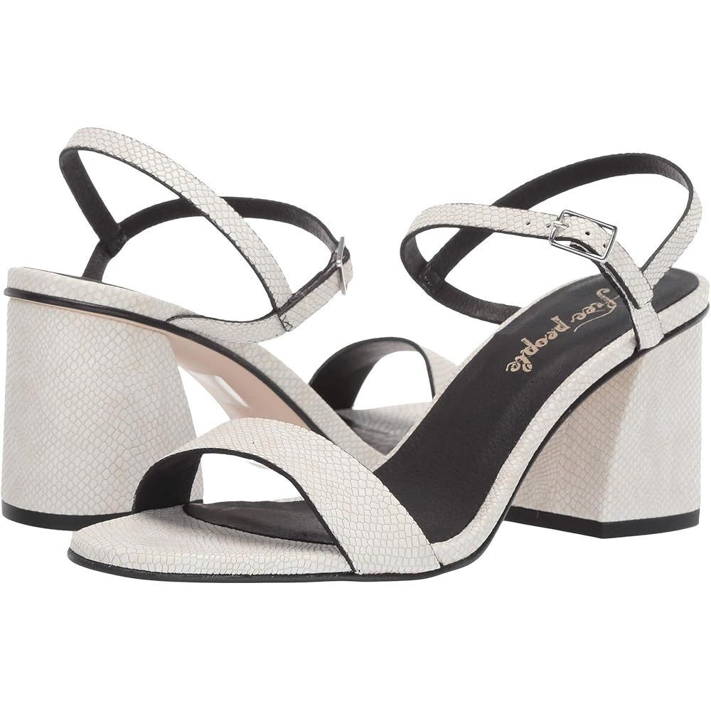 Free People Liv Block Heeled Leather White Sandals Size 36